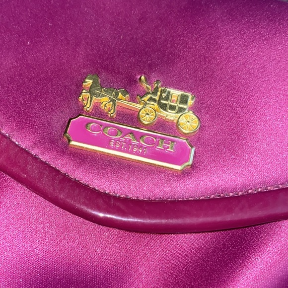 Stunning Coach Satin Evening Bag with Gold Ball Chain - Picture 2 of 6